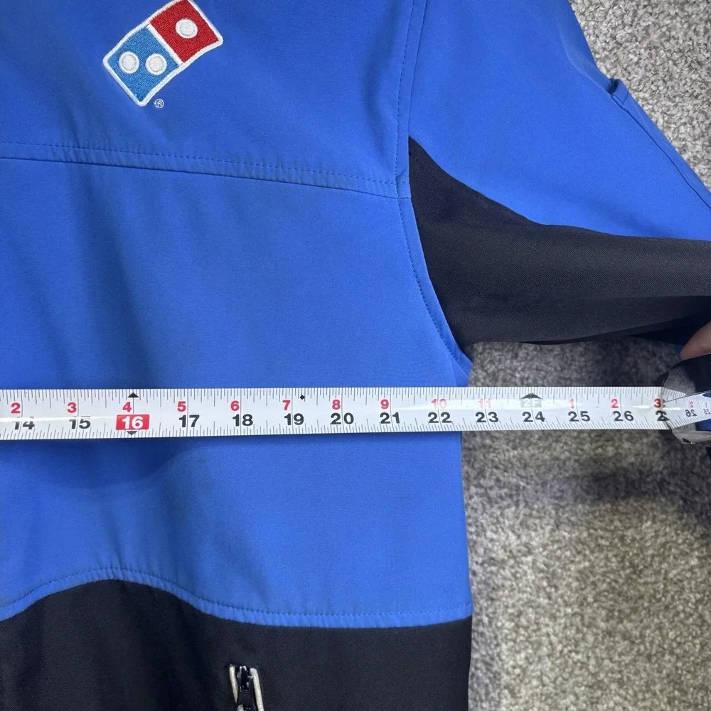 Domino's Gear‎ Jacket Mens Large Blue Black Hooded Windbreaker Workwear Zip